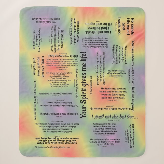 Heilende Schrifts-Decke - mehrfarbig Sherpadecke (Vorderseite)