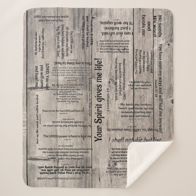 Heilende Schrifts-Decke - Woodgrain Sherpadecke (Vorderseite)