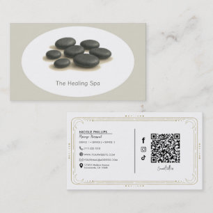 Heilende Spa-Flachsteine Grau & Beige Modern Visitenkarte