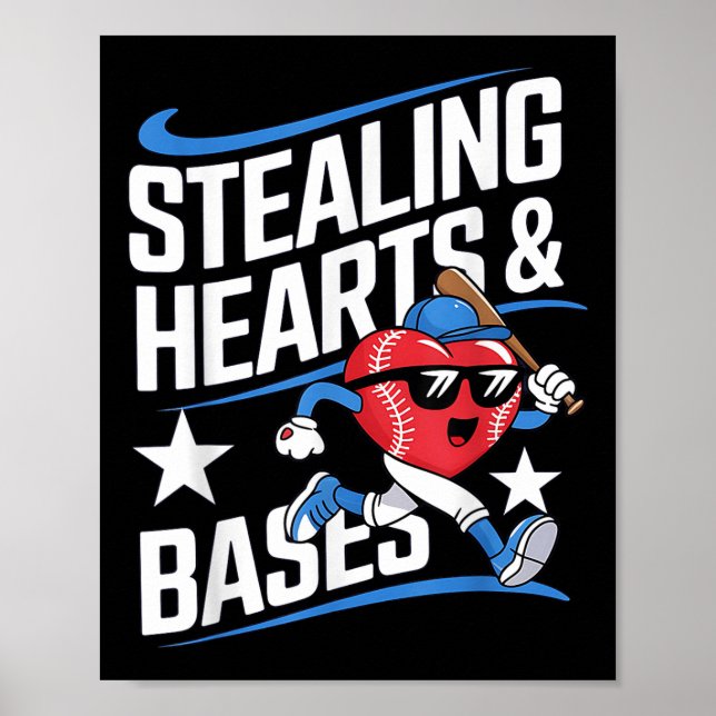 Heilende und Bases Baseball Valentinstag Poster (Vorne)
