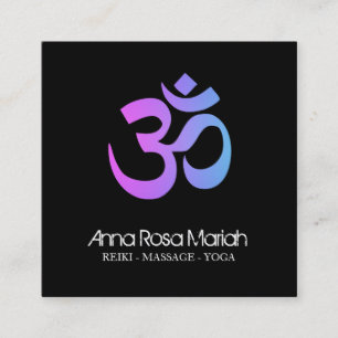 *~* Heilende Yoga Energy Healer Om Om Symbol Quadratische Visitenkarte