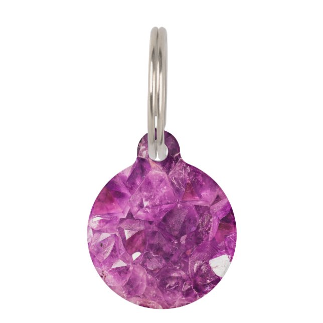 Heilender Amethyst Edelstein Haustiermarke (Vorderseite)