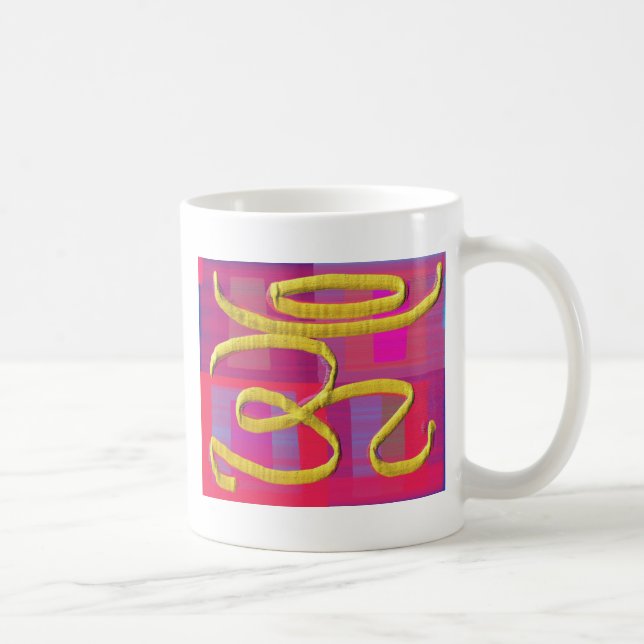 Heilendes Zeichen OM auf Silk Schirm Kaffeetasse (Rechts)