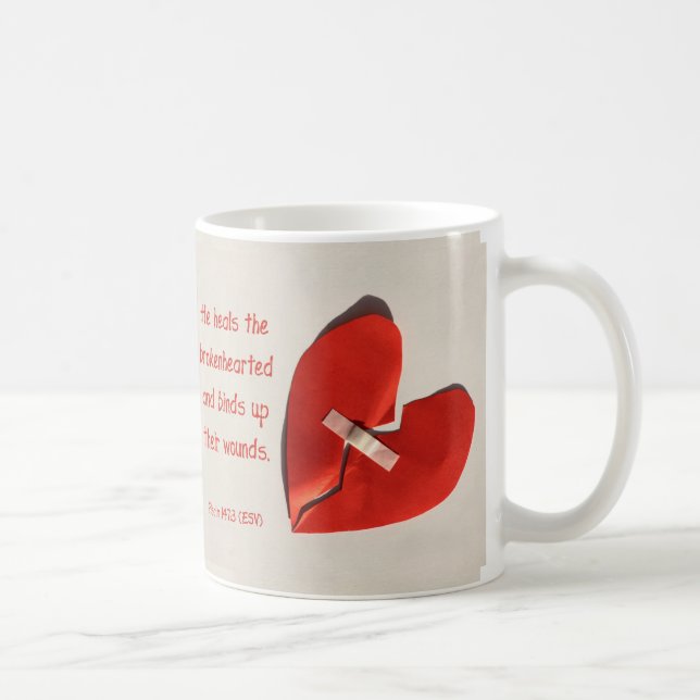 Heiler der defekte Herz-Psalm-147:3 Schrifts-Kunst Kaffeetasse (Rechts)