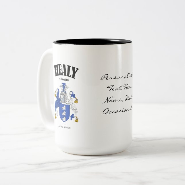 Heiles Familienwappen, Übersetzung und Bedeutung Zweifarbige Tasse (Vorderseite Links)