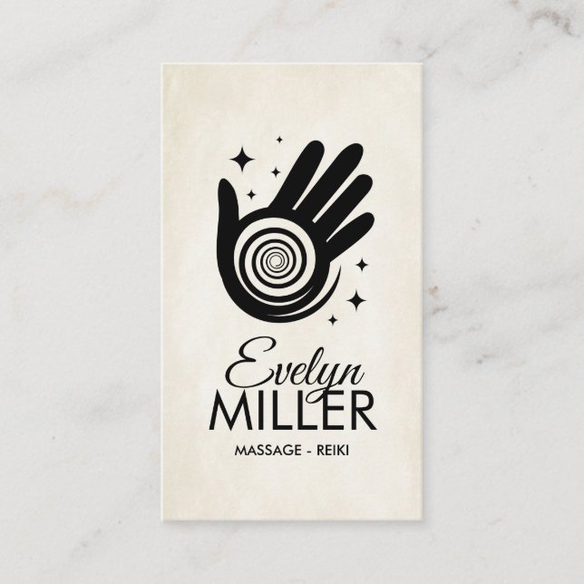Heilhandschuhe Energiespirale Visitenkarte (Vorderseite)