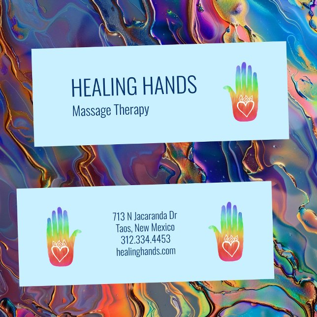 Heilhandschuhe Regenbogenfarben Hamsa Herz Mini Visitenkarte (Healing Hands Rainbow Colorful Hamsa Hearts Mini Business Card
)