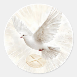 Heilig-Geist-Taube-Hostie-Erstkommunion-Christentu Runder Aufkleber