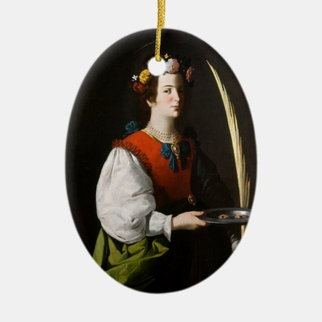Heilig-Lucy-Weihnachtsverzierung Keramik Ornament (Vorne)