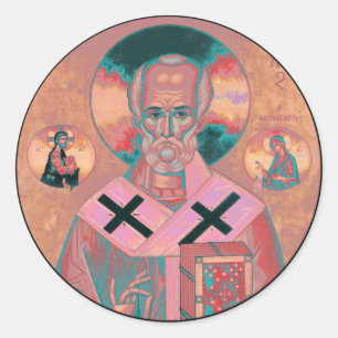 Heilig-Nicholas-Ikone Runder Aufkleber