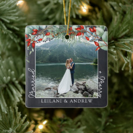 Heiligabend Foto Holly Greenery Chalkboard Keramikornament