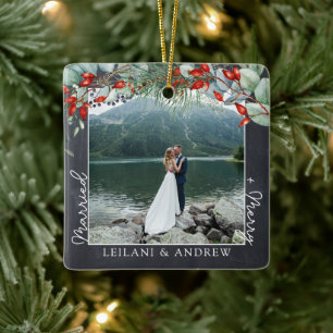 Heiligabend Foto Holly Greenery Chalkboard Keramikornament