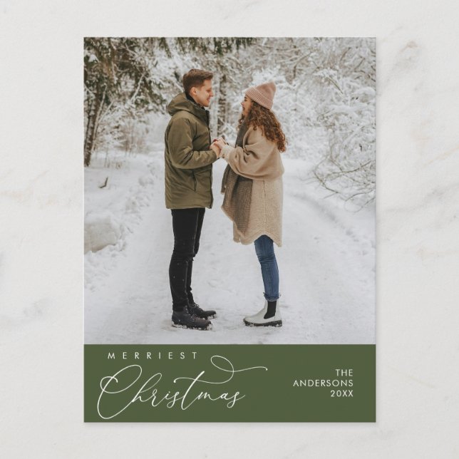 Heiligabend Foto, romantischer Gruß Postkarte (Vorderseite)