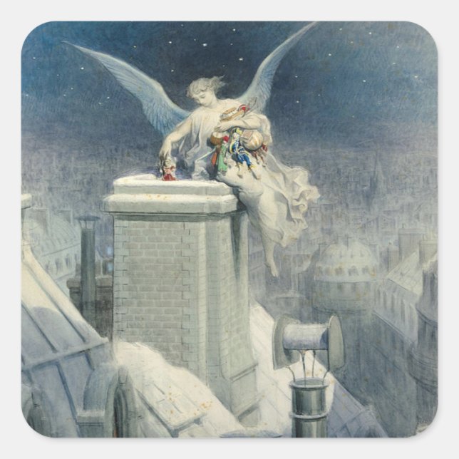 Heiligabend - Gustave Dore Quadratischer Aufkleber (Vorderseite)