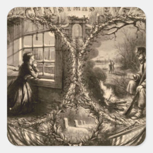 Heiligabend - Thomas Nast 1863 Quadratischer Aufkleber