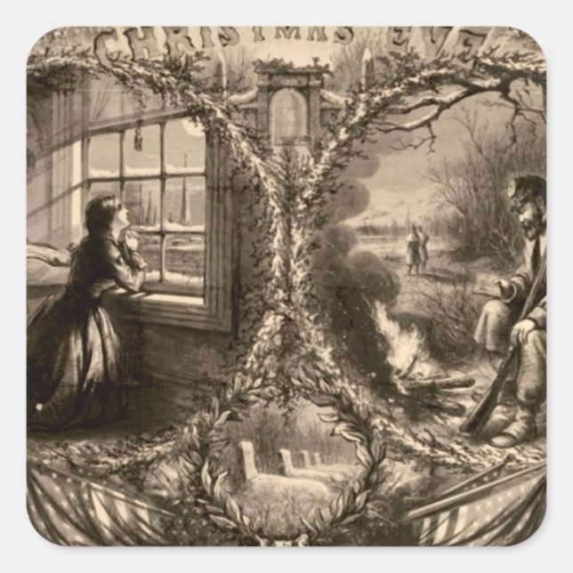 Heiligabend - Thomas Nast 1863 Quadratischer Aufkleber (Vorderseite)