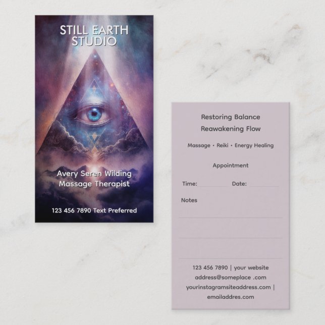 Heilige Achse | Third Eye Design Visitenkarte (Vorne/Hinten)