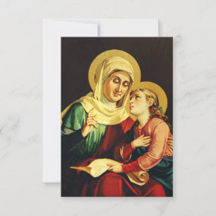 Heilige Anna und die junge Maria Andachtsbild Dankeskarte