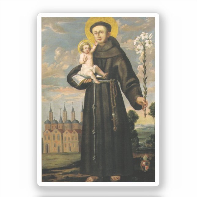 Heilige Anthony Padua mit dem Kind Jesus Aufkleber (Vorderseite)