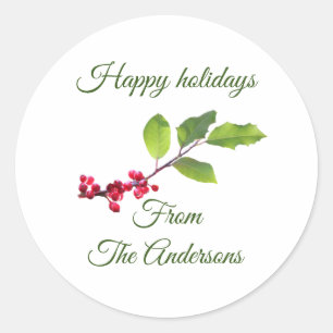 Heilige Beeren Filialtext Happy hollidays Runder Aufkleber