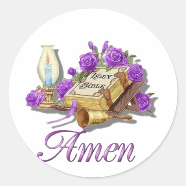 Heilige Bibel Amen Runder Aufkleber (Vorderseite)