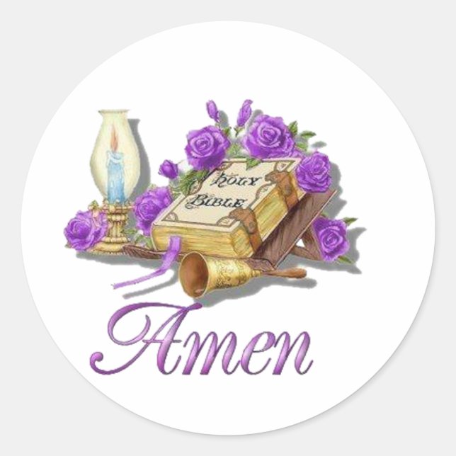 Heilige Bibel Amen Runder Aufkleber (Vorderseite)