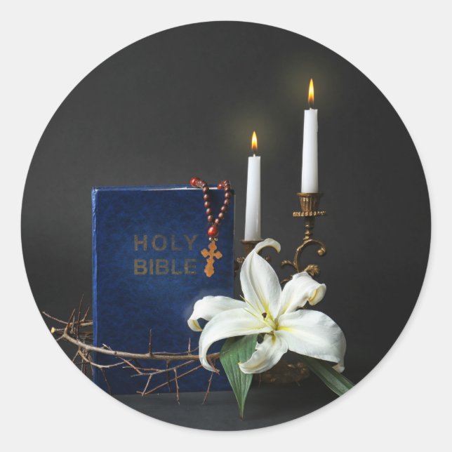 Heilige Bibel Runder Aufkleber (Vorderseite)