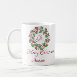 Heilige Blätter und Kirschweihnachtskaffee Tasse