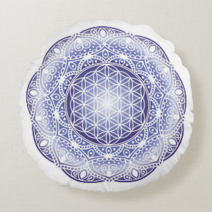 Heilige Blume der Geometrie   des Mandala-Kissens Rundes Kissen