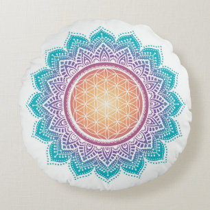 Heilige Blume der Geometrie   des Mandala-Kissens Rundes Kissen