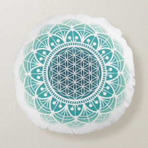 Heilige Blume der Geometrie   des Mandala-Kissens Rundes Kissen