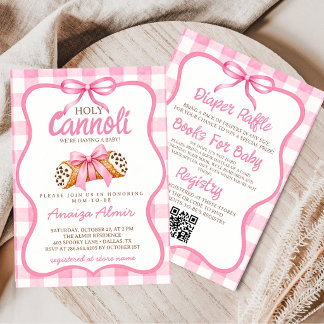 Heilige Cannoli Alles in Einem Rosa Schleifen Baby Einladung