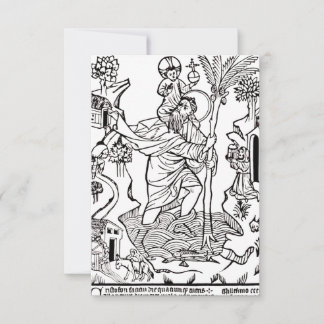 Heilige Christophorus-Gravur-Heiligenbildchen Dankeskarte
