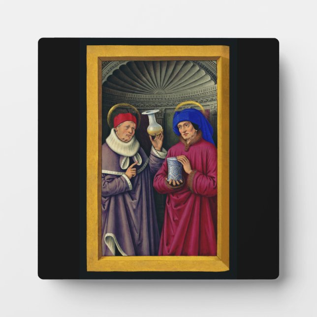 Heilige Cosmas und Damian von Jean Bourdichon Fotoplatte (Vorderseite)