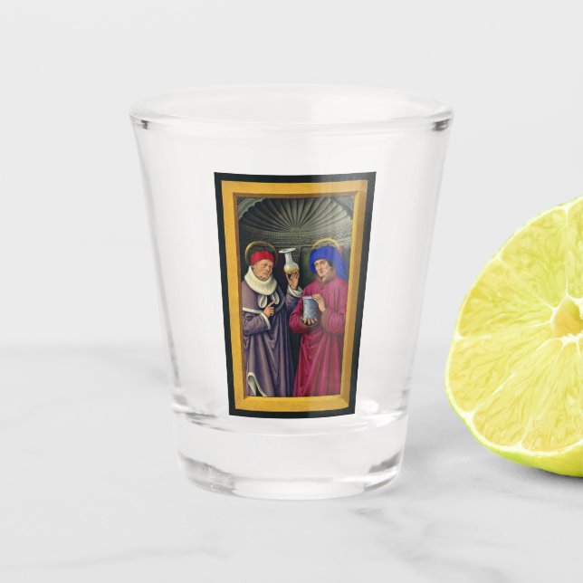 Heilige Cosmas und Damian von Jean Bourdichon Schnapsglas (Vorderseite)