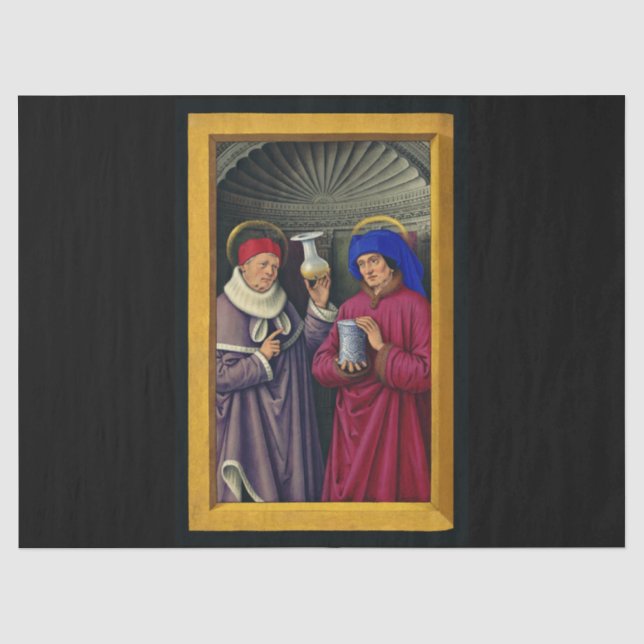 Heilige Cosmas und Damian von Jean Bourdichon Seidenpapier (Vorderseite)