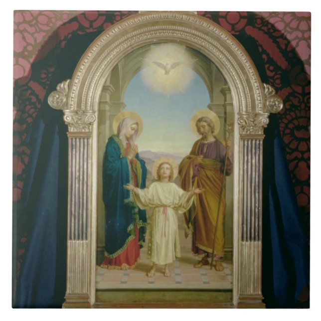 Heilige Familie, 1898 (Tempera auf Platte) Fliese (Vorderseite)