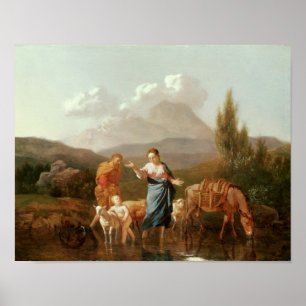 Heilige Familie an einem Strom Poster