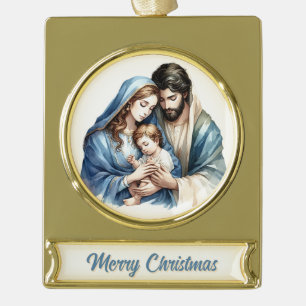 Heilige Familie Geburt Banner-Ornament Gold