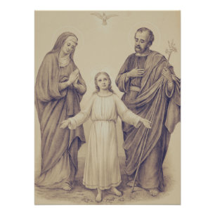 Heilige Familie Jesus, Jungfrau Maria und Heiliger Poster