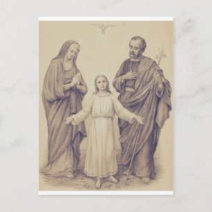 Heilige Familie Jesus, Jungfrau Maria und Heiliger Postkarte