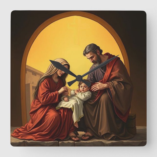 Heilige Familie, Jesus, Maria und Joseph Wall Uhr (Vorderseite)