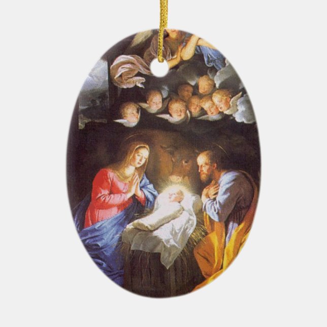 Heilige Familie mit Engel-Ornament Keramikornament (Vorne)
