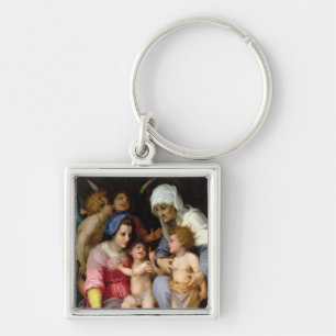 Heilige Familie mit Engeln, c.1515-16 (Öl auf Schlüsselanhänger