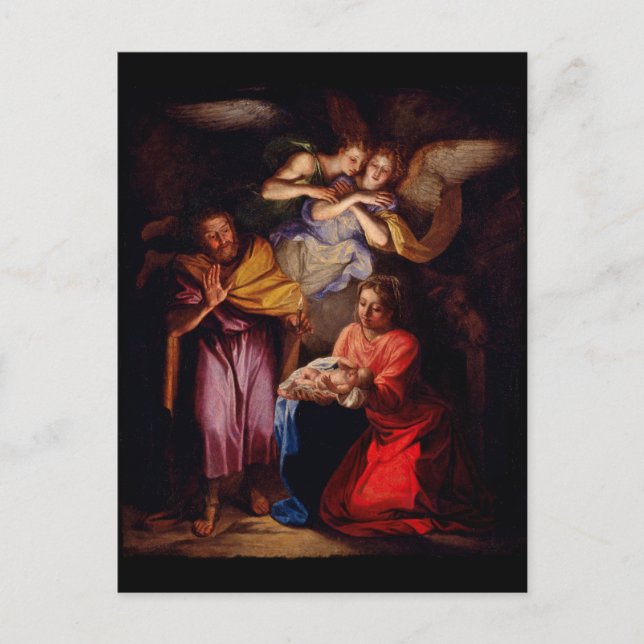 Heilige Familie mit Engeln von Coypel Postkarte (Vorderseite)