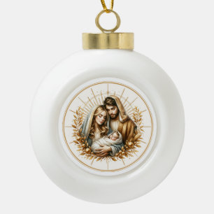 Heilige Familie Weihnachten Immanuel Gott mit uns Keramik Kugel-Ornament
