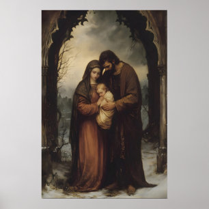 Heilige Familie Winter Weihnachten Digital Jesus K Poster