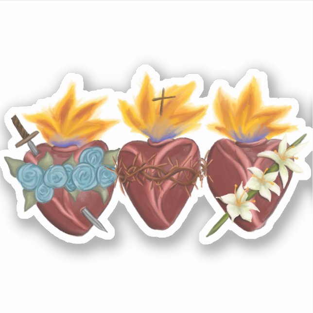 Heilige Familienherzen - Vinyl Sticker (Vorderseite)