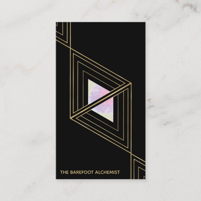 *~* Heilige Geometrie Alchemy Gold Boho Dreiecke Visitenkarte (Vorderseite)