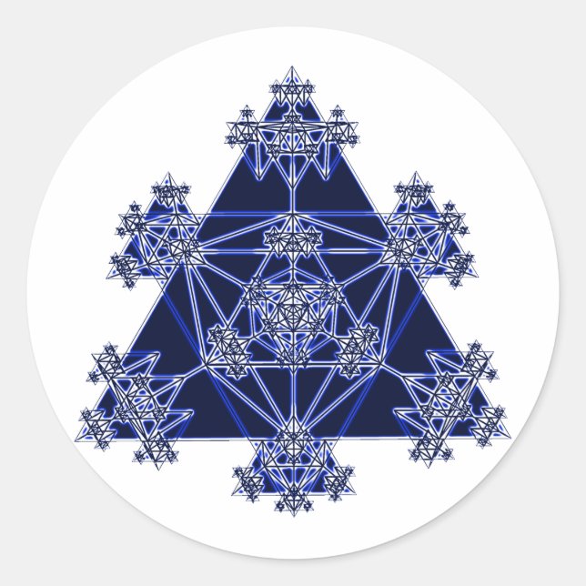 Heilige Geometrie: Blaue Dreiecke: Runder Aufkleber (Vorderseite)